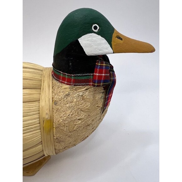 Mallard Duck Decoy Home Decor Natural Bamboo/ Reed/ Straw & Wood - Picture 2 of 8